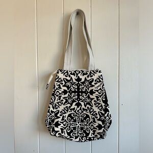 Vintage black and white Manuhealii Kukui print bag